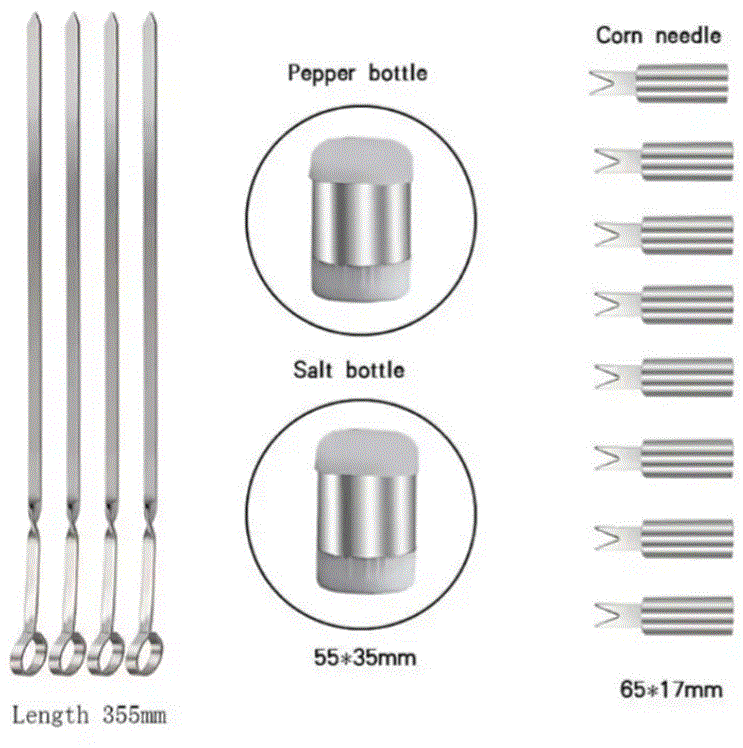 Kit de 18 ustensiles de barbecue en acier inoxydable. Housse de rangement._2