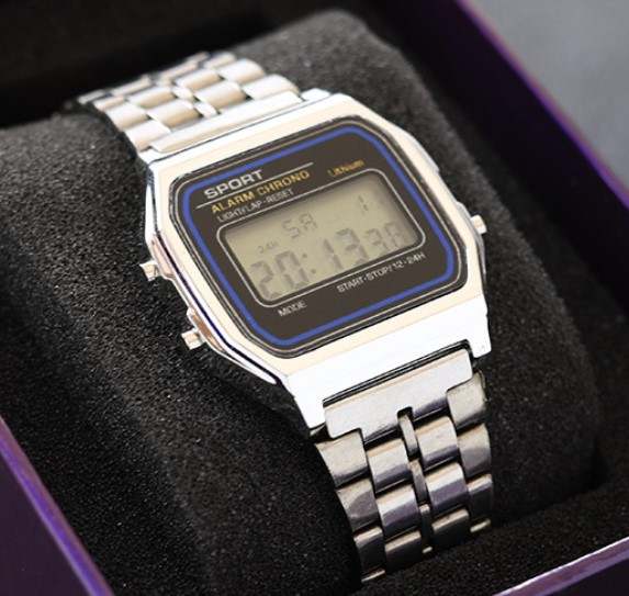 Montre Sport digitale, cadran lumineux, multifonctions, acier inoxydable._1
