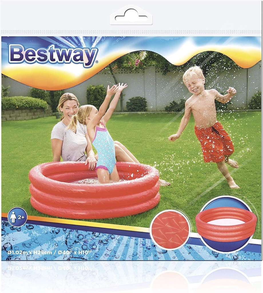 Piscine pataugeoire gonflable ronde 3 boudins 102 x 25 cm, 3 couleurs assorties BW51024_1