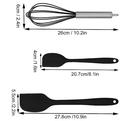 Set de 5 spatules en silicone noir. Fouet, Pinceau, Spatule à fentes, 2 Spatules maryses.