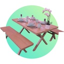 Table jardin & 2 bancs, Cadre aluminium et polywood_1