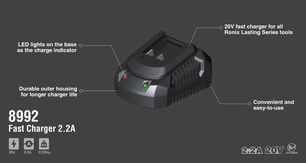 RONIX 110V- 20V - 2.0A Chargeur de batterie 8992V_1.webp