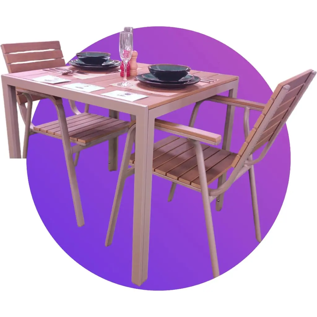 Table jardin carrée  aluminium beige_2.webp