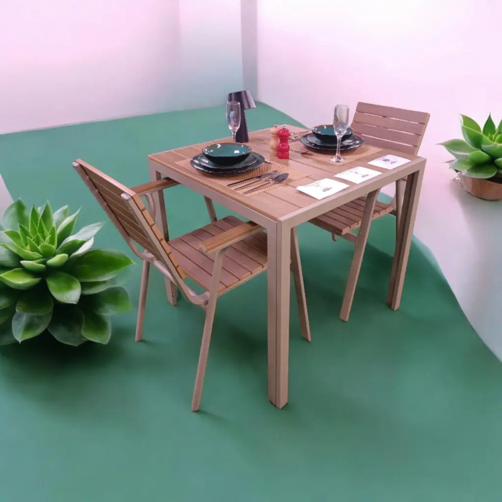 Table jardin carrée  aluminium beige_1.webp