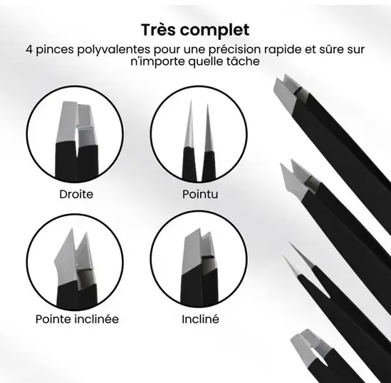 Set de 4 pinces à épiler
