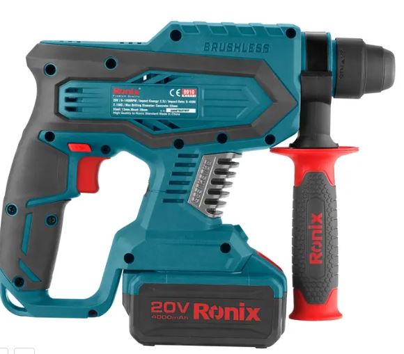 RONIX Kit marteau perforateur sans balais 20 V 2,2 J 8910K