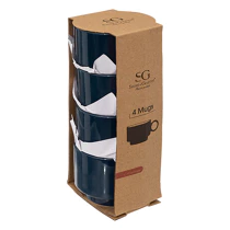 Coffie 4 tasses retro bleu 10cl, bleu encre