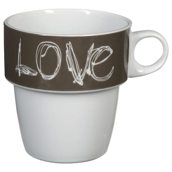 Rack 6 mugs m love 26cl, multicolore