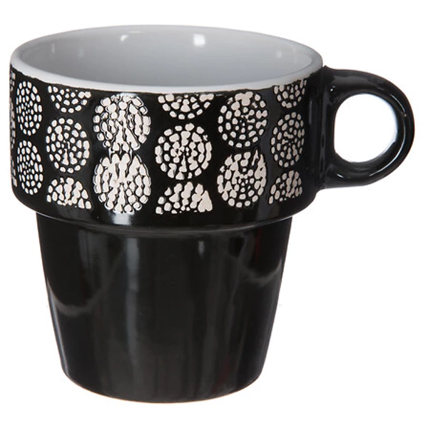 rack 6 mugs m ethnik 26cl, noir & blanc
