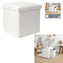 Coffre pouf pliable bouclette blanc