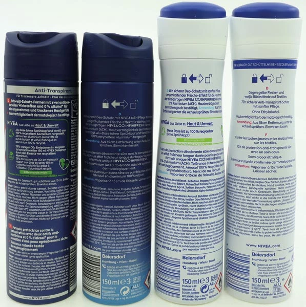 Déodorant en spray Nivea 150 ml, lot de 15