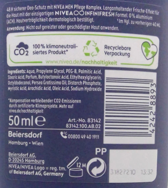 Nivea Déodorant Stick 40ml frais actif pour les homme