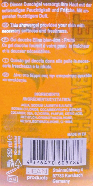 Gel douche Elina 250ml fruits de bien-être