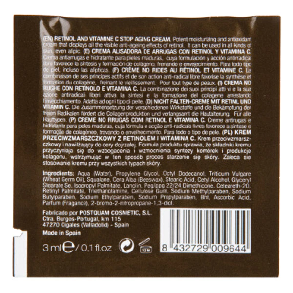 Creme anti-rides rétinol , monouse (20 sachets)