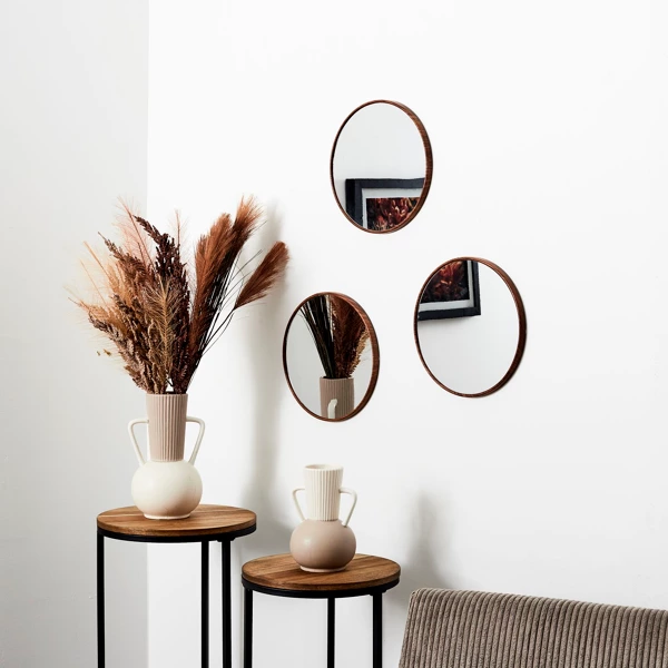 miroir toronto imitation bois d26cm x3