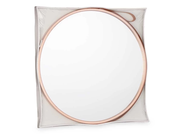 miroir rond avec poignée en simili-cuir bronze pet