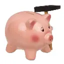 Tirelire, cochon avec marteau, env.15 cm,