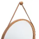Miroir mural cuir ronde bambou D38, beige