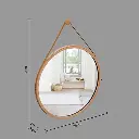 Miroir mural cuir ronde bambou D38, beige