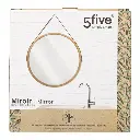 Miroir mural cuir ronde bambou D38, beige