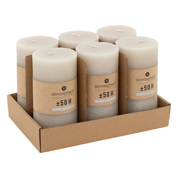 bougie ronde olia tp 6.8x14, beige