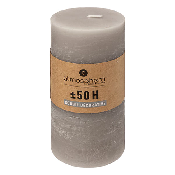 Bougie ronde olia gris 6.8x14, gris