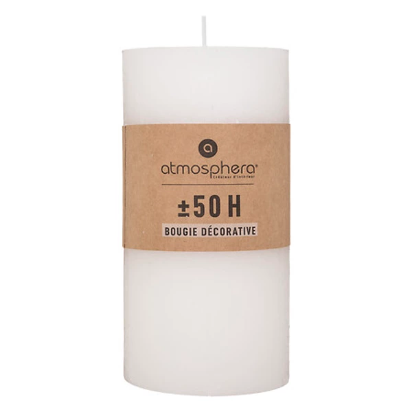 Bougie ronde olia blanche 6.8x14, blanc