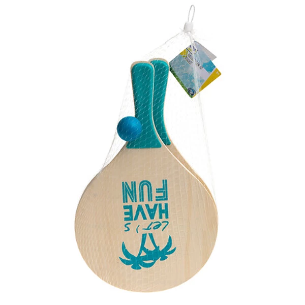 Raquette plage bois x2 + balle, 3-fois assorti