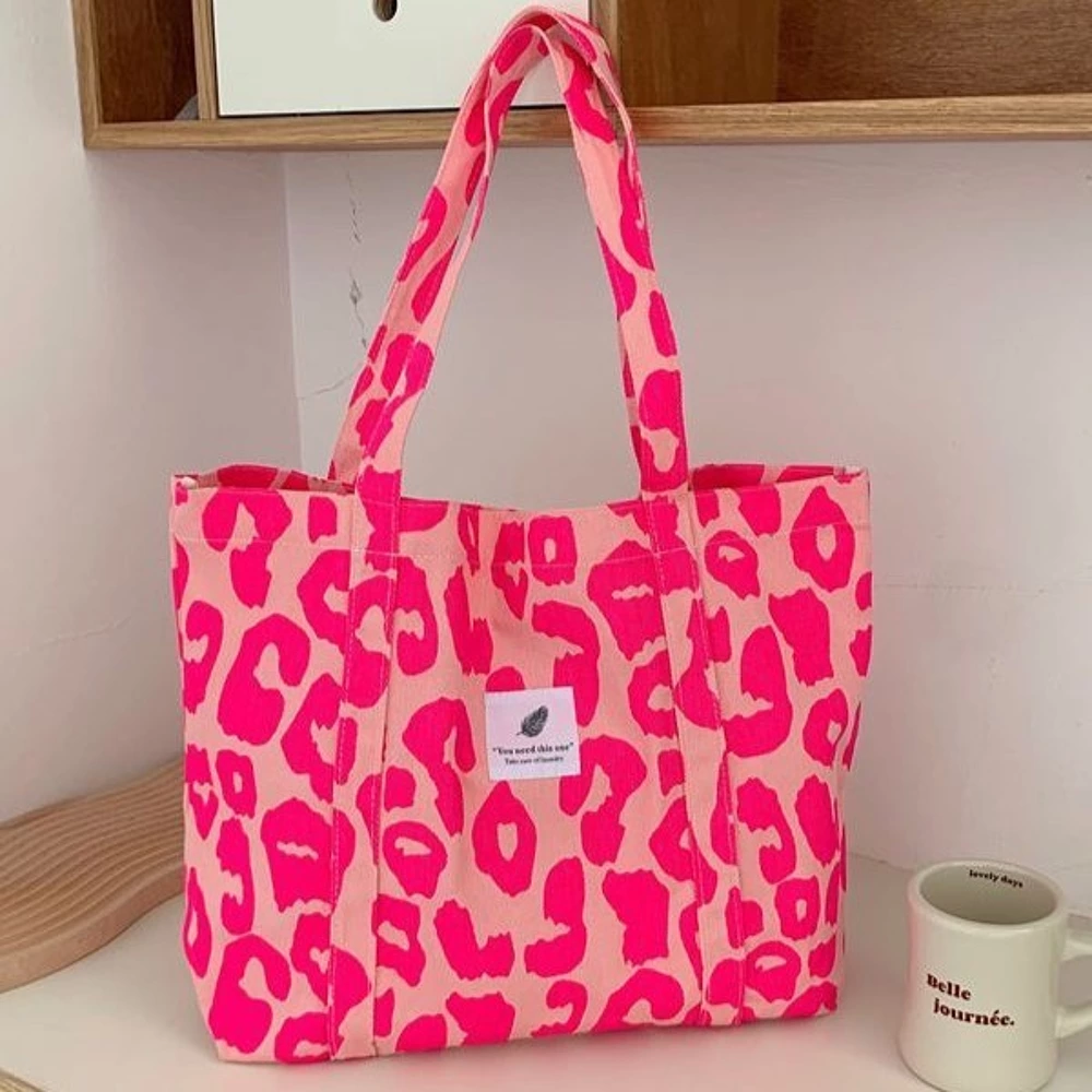 Grand sac en tissu 58x44x10cm, panthère rose