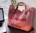 SAC DE PLAGE BOHO Avec pompons de roses TP11R