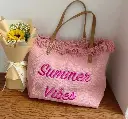 SAC DE PLAGE BOHO Avec pompons de roses TP11R