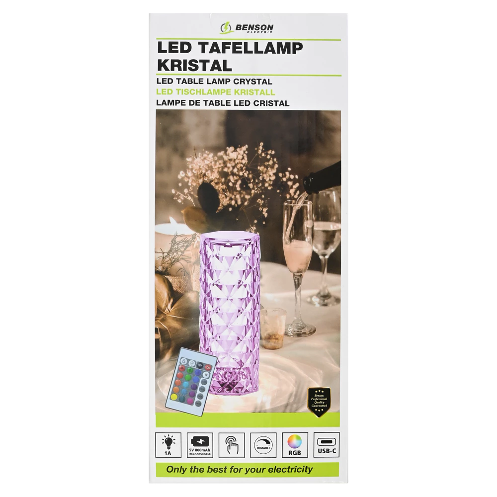 Lampe de table LED rechargeable Crystal + télécomm 