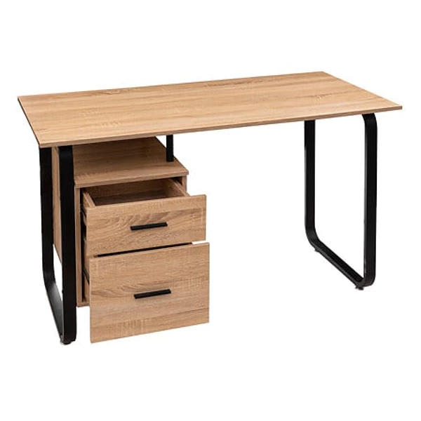 bureau effet bois / metal caisson, beige