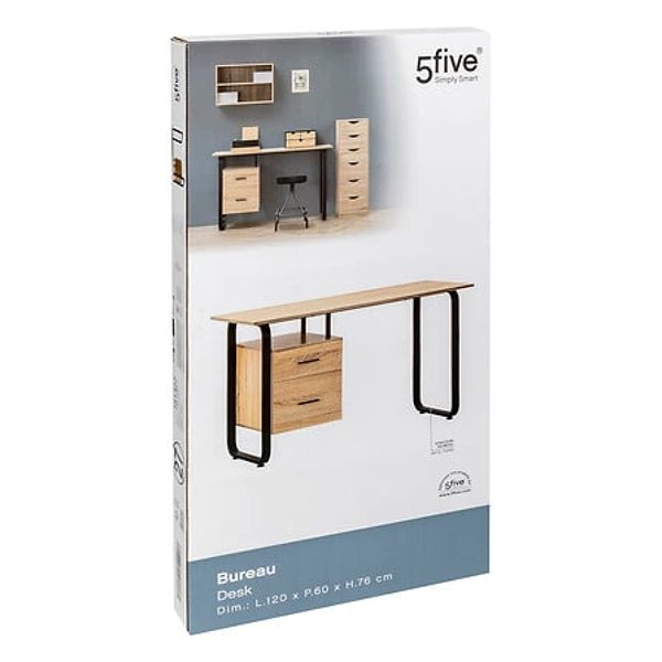 bureau effet bois / metal caisson, beige