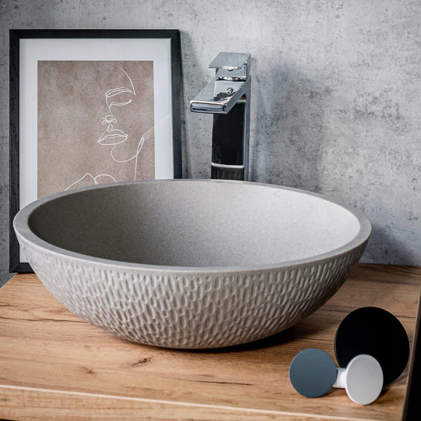 Lavabo de salle de bain en granit gris  comptoir 
