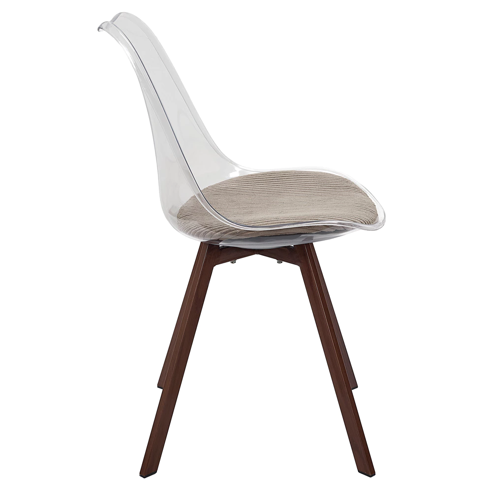 chaise transparente coussin cotele scott taupe