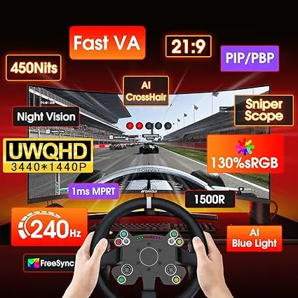 Écran sansui 34 inch incurvé 240 hz