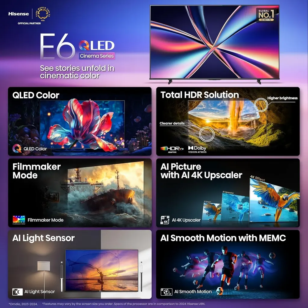 Hisense 55" E6 Cinema Series QLED 4K UHD Smart Fire TV