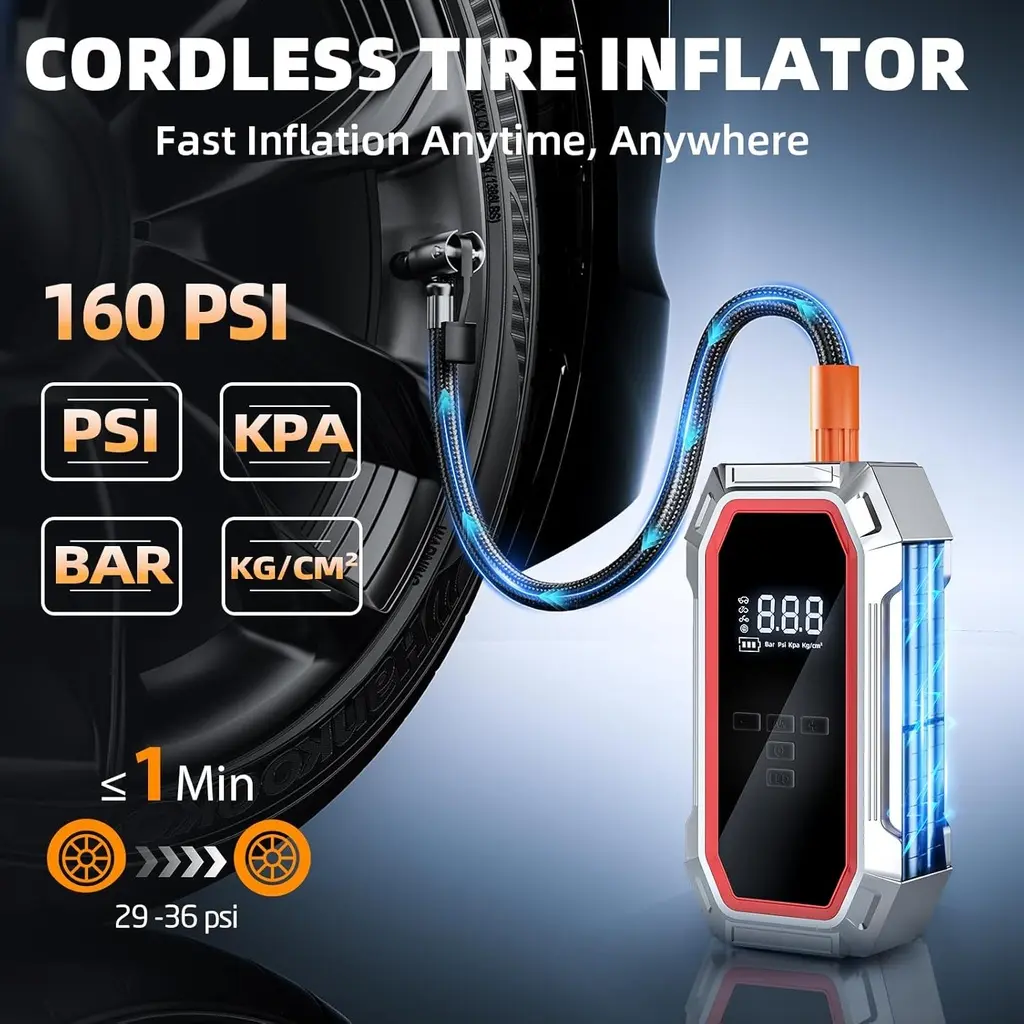 Jump Starter de batterie avec compresseur 5k A et led 