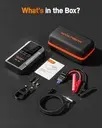 Wolfbox 3000A jump start, batterie 16000mAH, 160psi, light