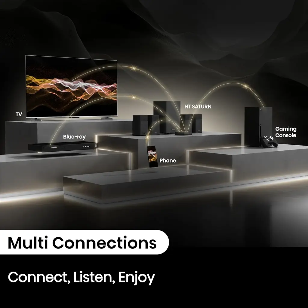 home cinema Hisense Devialet HT Saturn 4.1.2 canaux avec caisson de basses sans fil, Dolby Atmos, DTS:X, Bluetooth 5.3, EzPlay, HDMI 