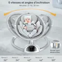 Balancelle bébé BabyBond – Bluetooth avec musique, 5 vitesses, harnais 5 points – Télécommande incluse
