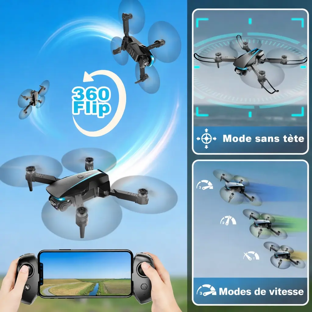 Drone Oddire avec caméra 1080p – Drone pliable avec 2 batteries et sac de transport