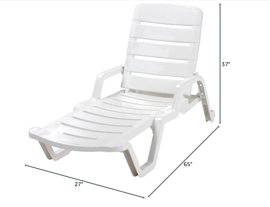INCLINABLE CHAISE LOUNGE BLANC 68.5cmLarg*1.93mLong*44.4cmHaut