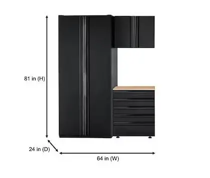 HUSKY Rangement de outils de garage en acier soudé robuste en 3 pce, couleur noire (162.56 L x 203.2 H x 60.96cm P)