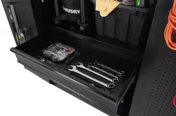 HUSKY Rangement de outils de garage en acier soudé robuste en 3 pce, couleur noire (162.56 L x 203.2 H x 60.96cm P)