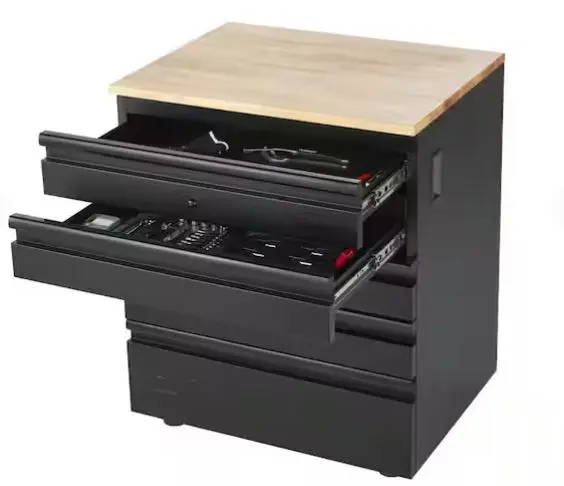 HUSKY Rangement de outils de garage en acier soudé robuste en 3 pce, couleur noire (162.56 L x 203.2 H x 60.96cm P)