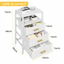 Table de chevet moderne à 3 tiroirs en tissu