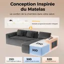 Canape d’angle modulable confort XXL, tissu côtelé gris