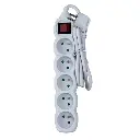 Multiprise 5 prises, 1,5 m, blanche